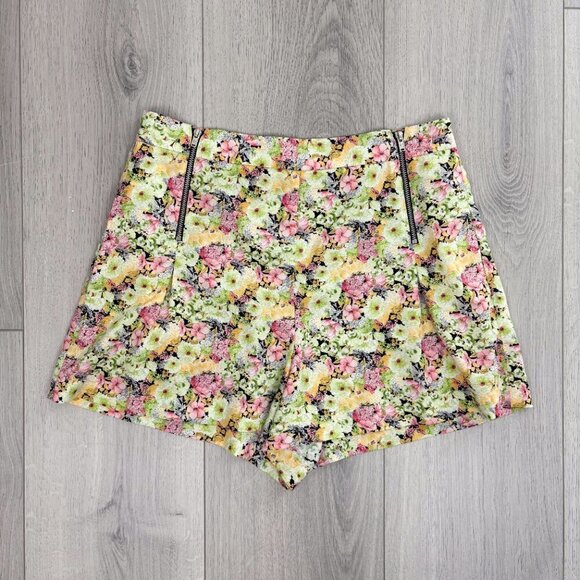 Topshop Pants - Topshop Womens Size 6 Floral High Waisted Zip Shorts Boho Festival Beach